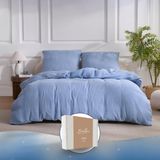 Mousseline Linge de lit 100% Coton Ensemble - Bleu clair 135x200 cm + 80x80 cm