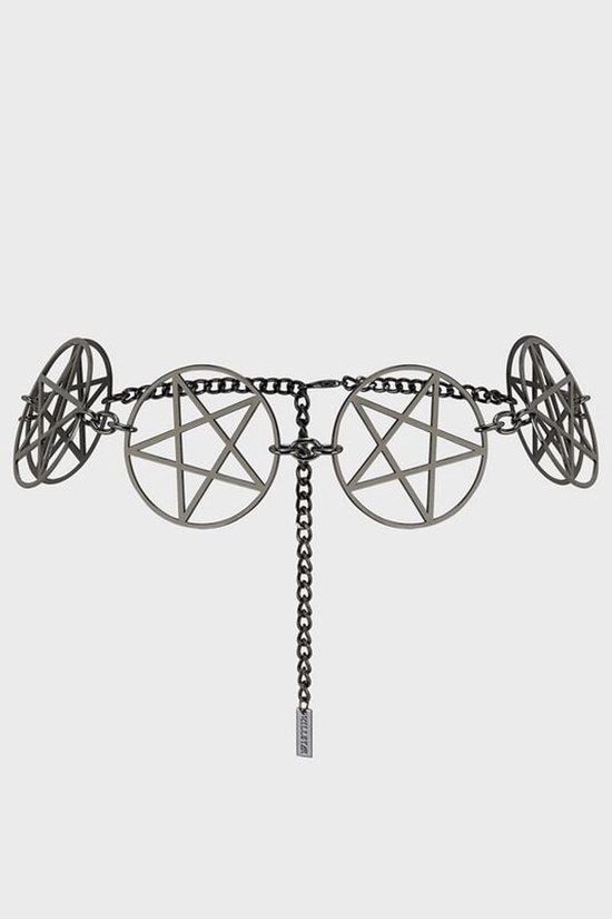 Killstar Celestial Summer - Pentagram Chain Belt Dames Riem - zilverkleurig - Standard
