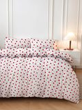 Nuit Des Rêves Double Quilt Cover Set (200 x 200 cm), Rood & Wit, 50% Katoen/50% polyester | 2 kussenslopen (80 x 80 cm) | Machine wasbaar, 127 Draad Count, Button Closure