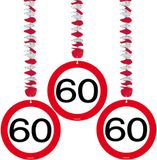 Folat 60 jaar verjaardag versiering - 3x stuks - rotorspiralen