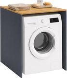 Merkloos Relaxdays wasmachinekast, rek boven wasmachine/droger, HxBxD: 88 x 68 x 60 cm, ombouwkast, antraciet/naturel