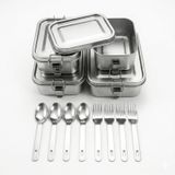 Omgoods - Set de 4 boîtes à pain en acier inoxydable avec 8 couverts