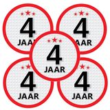 Bellatio Decorations 4 jaar leeftijd sticker - 10x - rond - Dia 15 cm - 4 jaar verjaardag - jubileum - leeftijd versiering