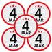 Bellatio Decorations 4 jaar leeftijd sticker - 10x - rond - Dia 15 cm - 4 jaar verjaardag - jubileum - leeftijd versiering