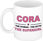 Bellatio Decorations naam cadeau mok - Cora - Woman Myth Supergirl - koffiemok - 300 ml - collega - moederdag