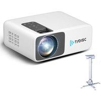 TROISC BETA Android-videoprojector 1080p FULL HD 8000 Lumen WIFI Bluetooth Schermspiegeling Zijprojectie 300 Max Wit met Projector Plafondbeugel