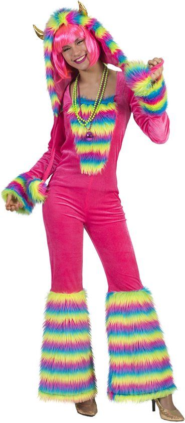 Funny Fashion Monster & Griezel Kostuum Monster Jumpsuit Roze Vrouw Maat 36-38 Halloween Verkleedkleding