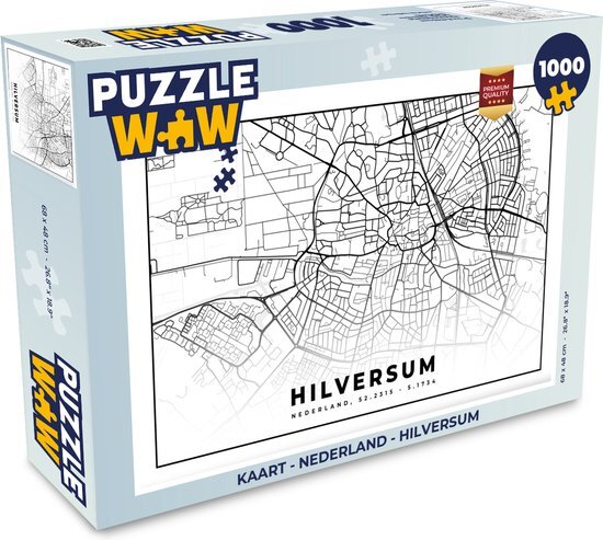 MuchoWow Puzzel Kaart - Nederland - Hilversum - Legpuzzel - Puzzel 1000 stukjes volwassenen