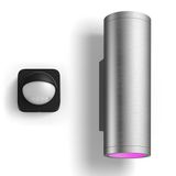 Philips Hue Appear Wandlamp voor Buiten Up en Down (Roestvrij Staal) - Buitenlamp met Bewegingssensor - Wit en Gekleurd Licht - Incl. 1 Hue Bewegingssensor voor Buiten - Hue White and Color Ambiance