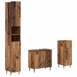 vidaXL - 3-delig - badkamerkast - set - ZWOLLE - Oud - hout - Bewerkt - hout