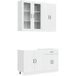 Maison Exclusive Kalmar 4 Pc Blanc Brillant Bois D'Ingénierie Unité De Cuisine