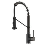 Kraus Bolden 18-inch commerciële keukenkraan met dubbele functie pull-down sproeikop in All-Brite afwerking, mat zwart/zwart roestvrij staal