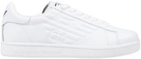 Emporio Armani Lace-Up Leather Sneakers with Rubber Sole - White