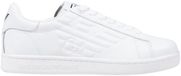 Emporio Armani Lace-Up Leather Sneakers with Rubber Sole - White