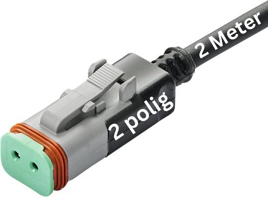 Kalitec Deutsch DT06-2S 2-polig met gegoten 2 meter PUR kabel 2x0,75 mm² zwart