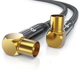 CSL - 1m HDTV antennekabel met braiding 8k 4k HDTV - antennestekker (hoek) naar antennekoppeling (hoek) - 135Db 75 Ohm - 90° graden hoek - DVB-T en DVB-T2 DVB-C DVB-S DVB-S2 Radio FM DAB