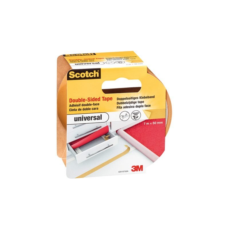 Scotch dubbelzijdige plakband voor tapijt en vinyl Universal ft 50 mm x 7 m blisterverpakking