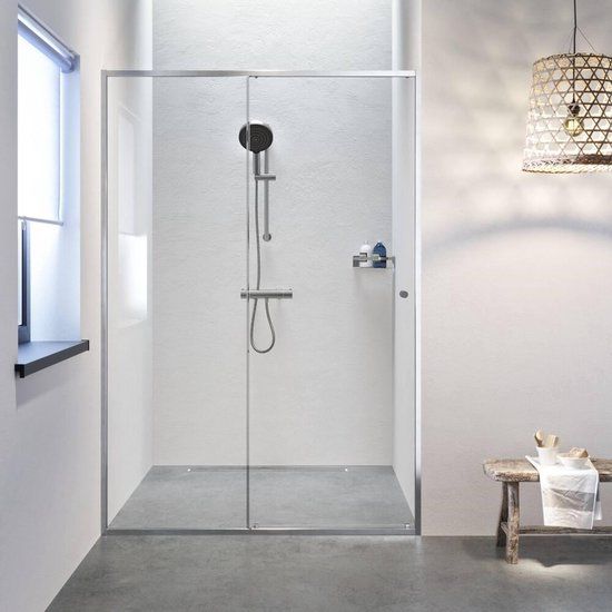 Sealskin Contour Schuifdeur voor nis - RVS - 120x200cm - Helder glas