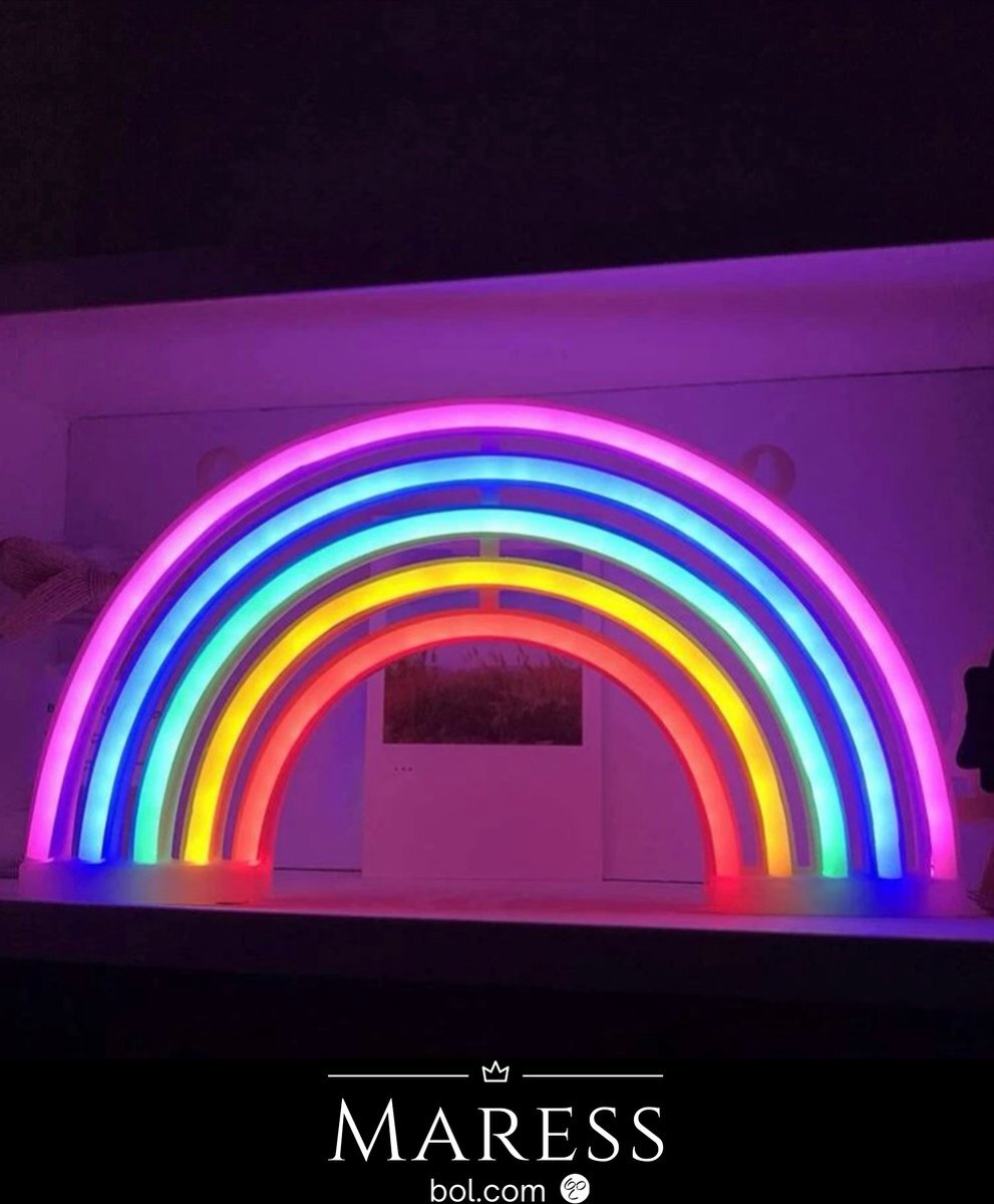 Maress Neon verlichting regenboog - Rainbow - Neon wandlamp - Neon ligt - Sfeerverlichting - Neonlicht - Neon lamp - Neonverlichting - Neon verlichting - Tafellampen - Verlichting - Kindertafellampen - Kinderlamp – Kinderkamer
