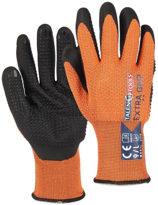 Talen Tools Werkhandschoenen Extra Grip Gerecycled Oranje Maat XL