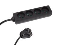HQ Power Stekkerdoos, 4 stopcontacten met penaarde (type E), kabel 5 m, 3G2.5, met krimpkous voor etikettering, gebruik binnenshuis, zwart