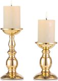 Nuptio Pijler Kandelaars Metalen Kandelaar Ideaal voor 80mm Kaarsen, Goud Kandelaar voor Woonkamer, Tuinen, Spa, Aromatherapie, Wierookkegels, Bruiloft, Feest, 2 Stuks