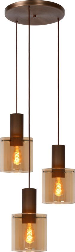 Lucide TOLEDO Hanglamp - 3xE27 - Amber - Glas