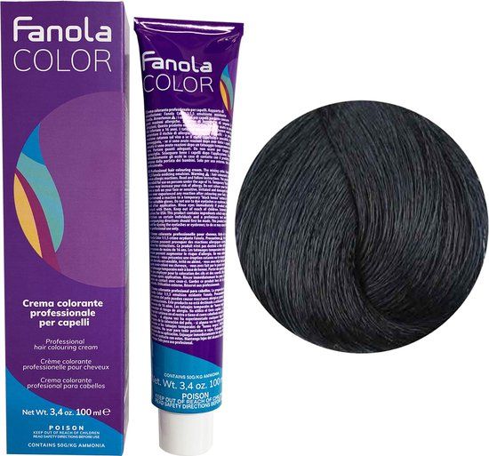 Fanola Haarverf Professional Colouring Cream 1.10 Blue Black 100ml