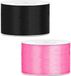 Merkloos Sierlinten/cadeaulinten/satijnen linten - Set 2x stuks - zwart en roze - 38 mm x 25 meter