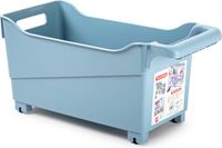 Plastic Forte Opberg Trolley Container - ijsblauw - op wieltjes - L38 x B18 x H18 cm - kunststof - opslag box/bak - 12 liter