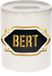 Bellatio Decorations Shoppartners Bv Spaarpot met voornaam Bert - wit - met goud/zwart embleem - 8 x 9 cm - keramiek - met afsluitdop - cadeau verjaardag