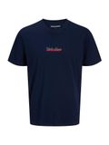 JACK & JONES Chemise 'JJKENDRICK' bleu foncé / rouge vif / blanc