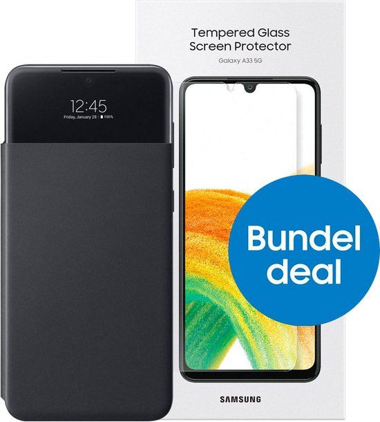 Samsung Galaxy A33 Bundle - Clear View Case - Black with Screen Protector