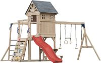 AXI Duncan Speeltoestel met Schommels, Klimrekken en Monkey Bars – Met Picknickbank - Rode Glijbaan - FSC 100% – Speeltoren voor de tuin / buiten