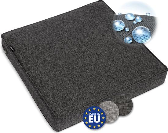 bomoe ilano – Outdoor Lounge Zitkussen 50x50cm – Tuinkussen 8cm dik, Wasbaar & UV Bescherming – Antraciet