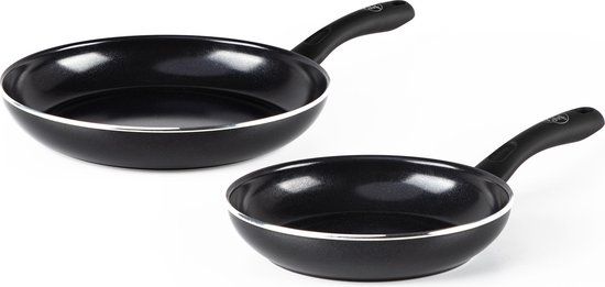GreenChef Diamond Koekenpannenset - Ø 20cm + Ø 28cm - Zwart - PFAS-vrij - Inductie