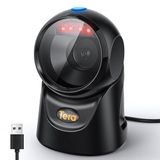 Tera Barcodescanner platform omnidirectioneel: 1D 2D QR code desktoplezer handsfree USB kabel verstelbare hoek, plug-and-play voor POS supermarkt magazijn detailhandel ziekenhuis 9700
