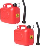 Billiet Jerrycan - 2x stuks - 5 litre - réservoir d'essence - rouge - diesel et essence - bidons de carburant