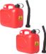 Billiet Jerrycan - 2x stuks - 5 litre - réservoir d'essence - rouge - diesel et essence - bidons de carburant