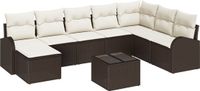 vidaXL - Hoek loungeset - 8 zitplekken - Bruin en crème - Polyrattan
