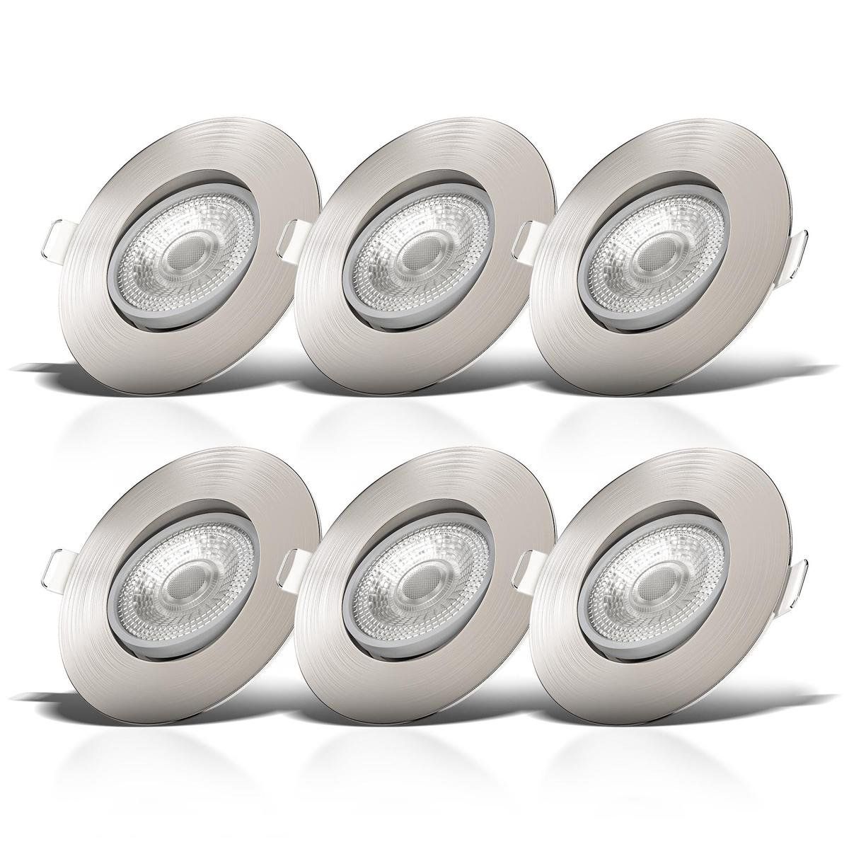 B.K.Licht - LED Inbouwspots - 6 stuks - dimbaar - Ø9cm - 3.000K - 460Lm - nikkel