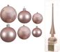 Kaemingk B.V. Grand lot boules de Noël en verre rose clair brillant/mat 50x pièces - 4-6-8 cm incl. étoile brillante 26 cm