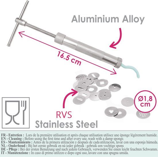 ScrapCooking Fondant Extruder - RVS - 20 patronen