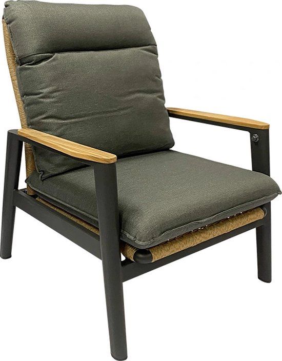 Atessa Loungestoel - BruinAntraciet - Verstelbare rugleuning - Wicker - Aluminium