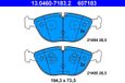ATE Jeu de plaquettes de frein pour Mercedes E-Klasse W211/S211, Audi TT 8N, Mercedes CLK A208/C208, Mercedes S-Klasse W220, BMW 7-serie, Bentley Continental, Volkswagen Passat B5, Mercedes C-Klasse W202/S202, Chrysler Crossfire, BMW, Audi A8 D2, Mercedes SLK R170, Audi A4 B5, Volkswagen Golf 4