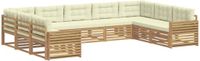 vidaXL - Buiten bank set 9 st Wit en crèmekleurig Massief Acacia Hout