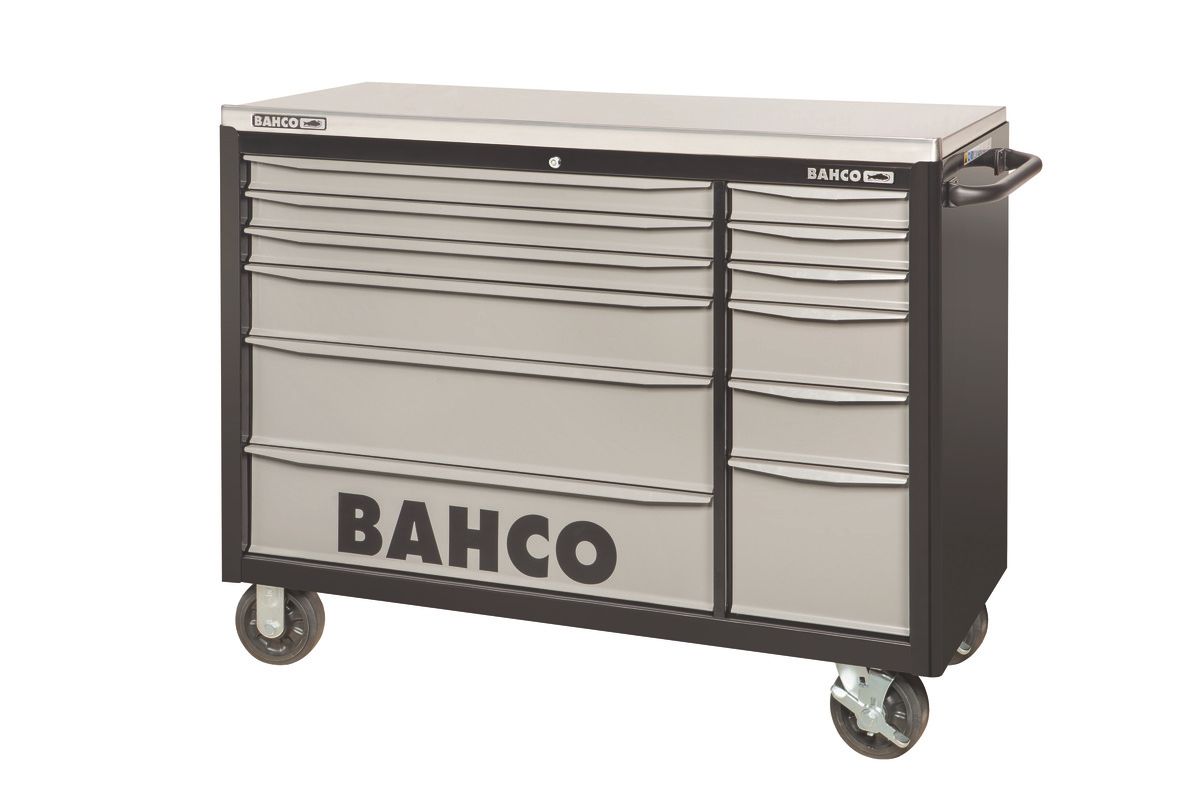 Bahco Gereedschapswagen 'classic' C75 53" met 12 lades | extra breed | zwart-grijs | 1016 mm x 501 mm x 1440 mm - 1471KXXL12BKTSS