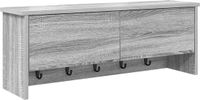 vidaXL Wandkapstok met plank, wandmontage, met opslag, Sonoma deur, grijs, 80 x 20 x 30 cm