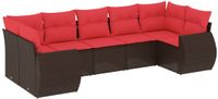 vidaXL 7-delige tuinbankset met kussens, bruin polyrotan