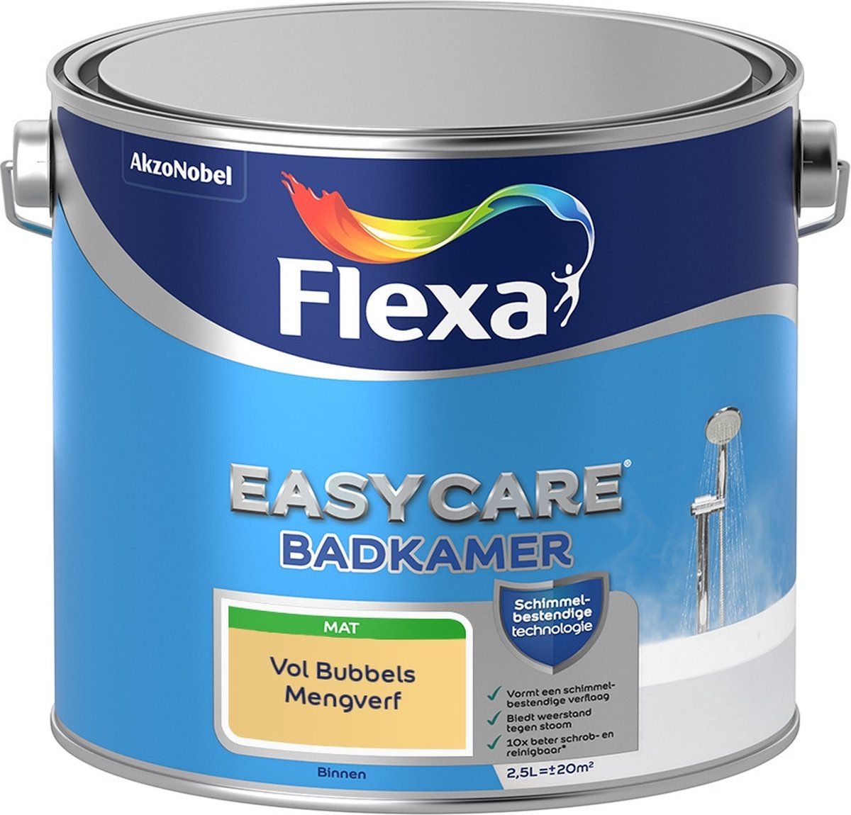 FLEXA Easycare Muurverf - Badkamer - Mat - Mengkleur - Vol Bubbels - 2,5 liter